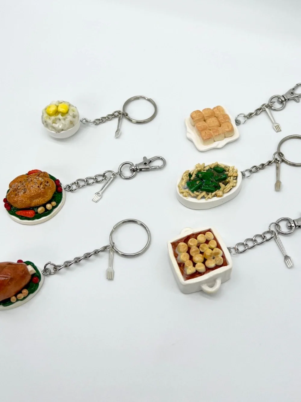Thanksgiving/Christmas Dinner Food Keychain or Bag Clip | Handmade Holiday Food